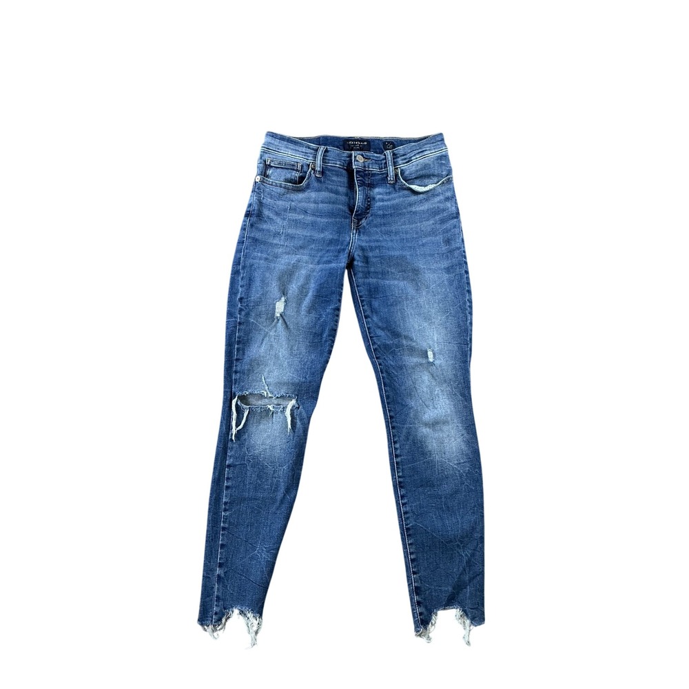 Lucky Brand Midrise Skinny Ankle Jeans Distressed Raw Hem Blue Denim Size 8 29
